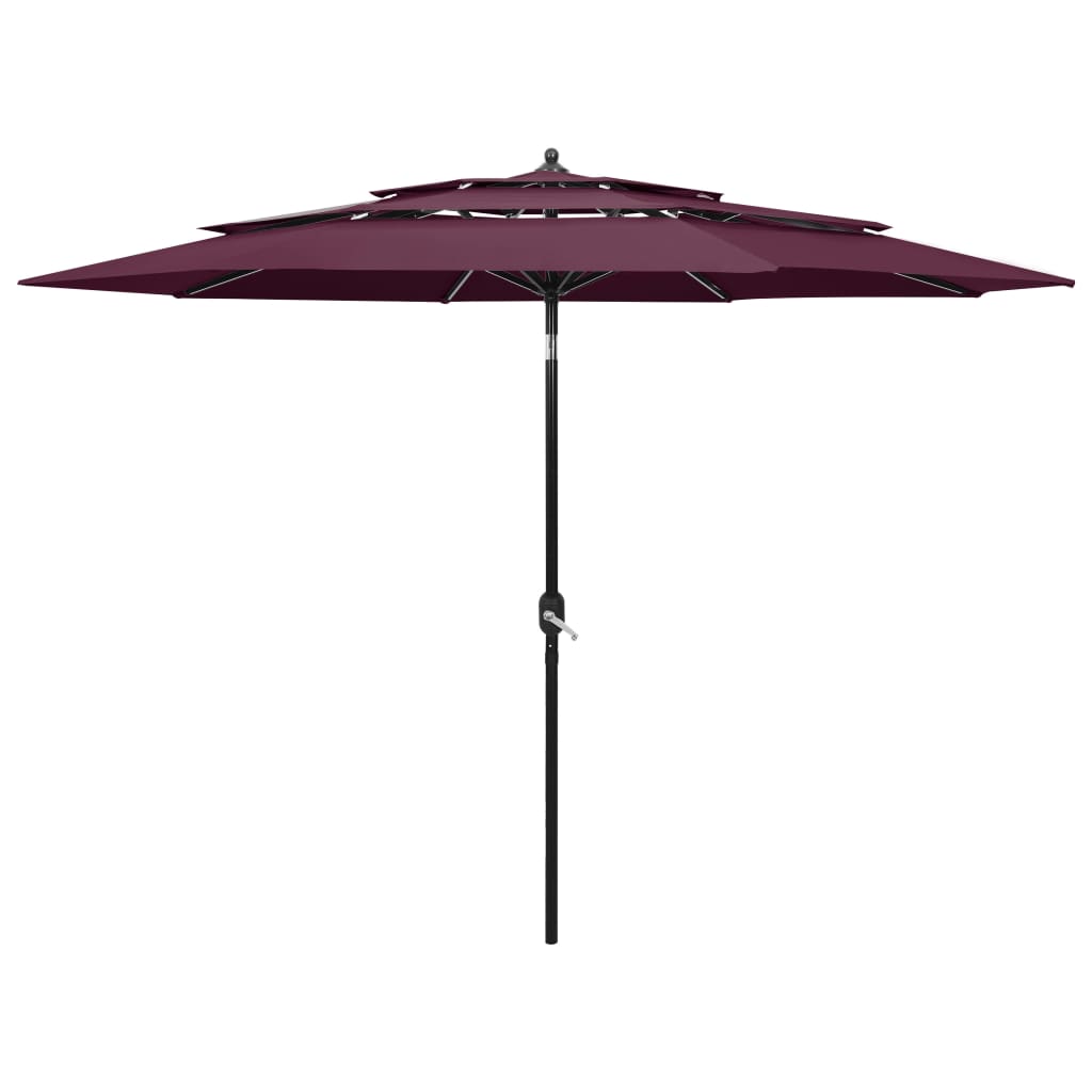 3-Tier Garden Parasol with Aluminium Pole Bordeaux Red 3 m