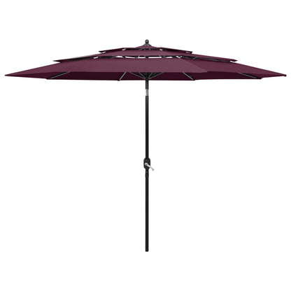 3-Tier Garden Parasol with Aluminium Pole Bordeaux Red 3 m