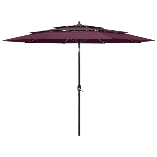 3-Tier Garden Parasol with Aluminium Pole Bordeaux Red 3 m