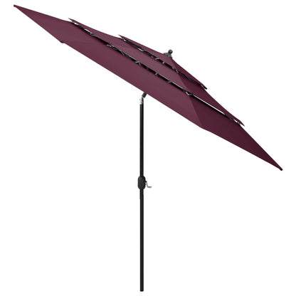 3-Tier Garden Parasol with Aluminium Pole Bordeaux Red 3 m