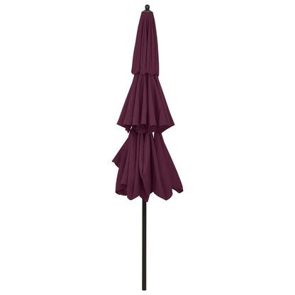 3-Tier Garden Parasol with Aluminium Pole Bordeaux Red 3 m