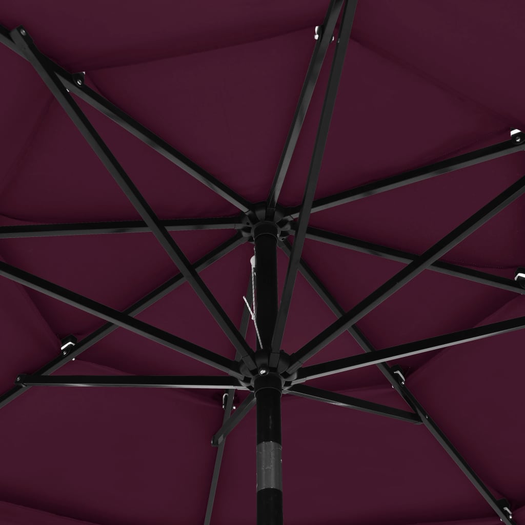 3-Tier Garden Parasol with Aluminium Pole Bordeaux Red 3 m