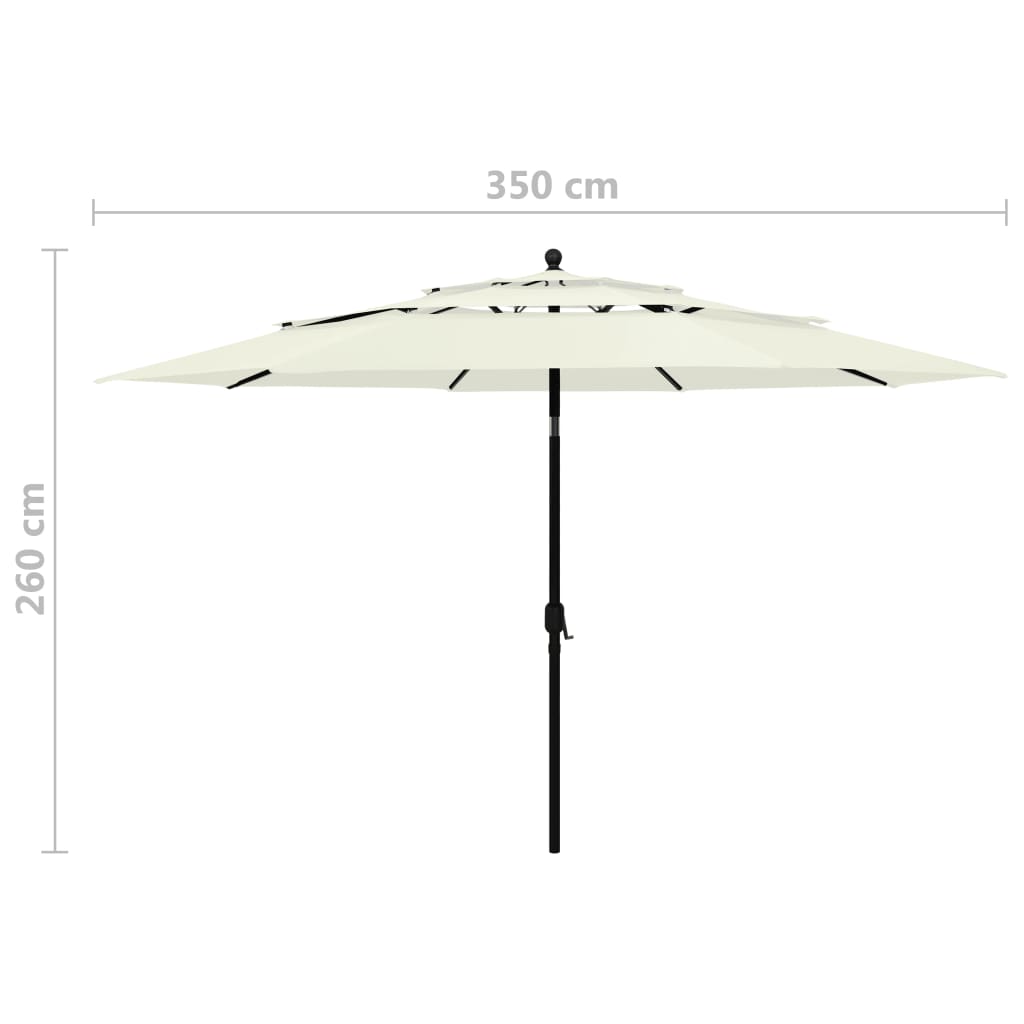 3-Tier Parasol with Aluminium Pole Sand 3.5 m