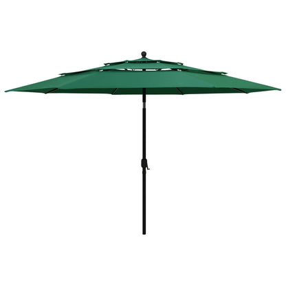 3-Tier Parasol with Aluminium Pole Green 3.5 m