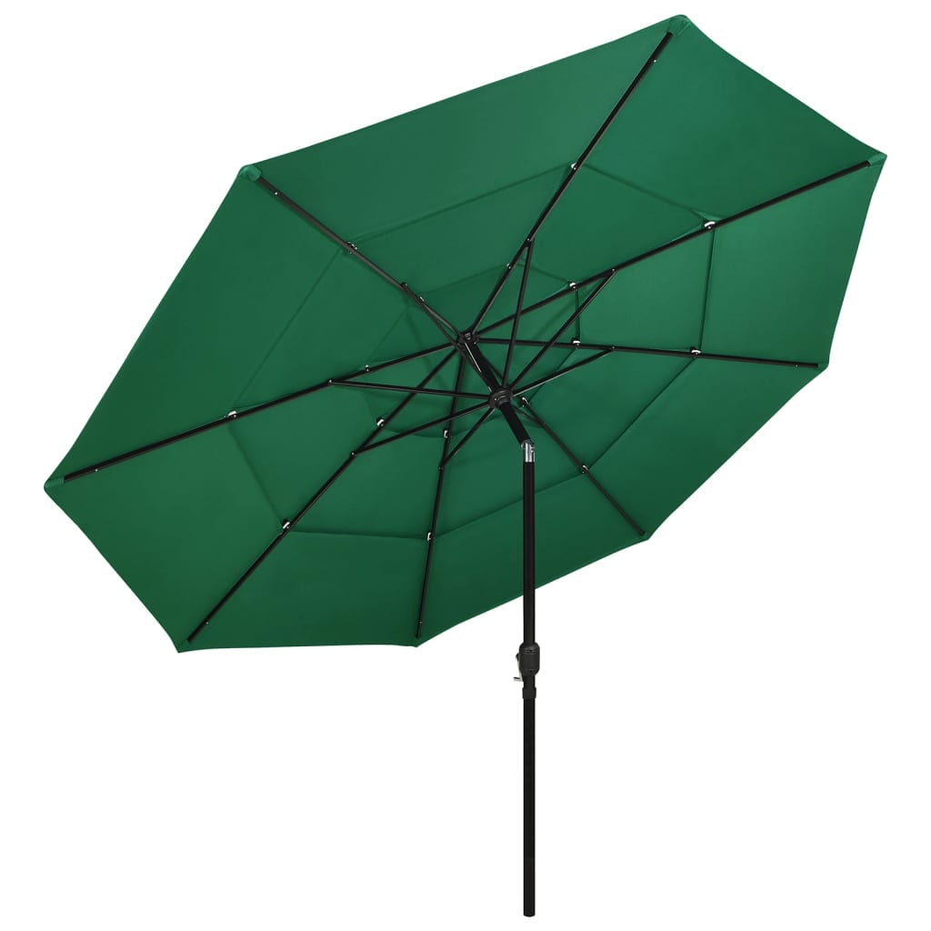 3-Tier Parasol with Aluminium Pole Green 3.5 m