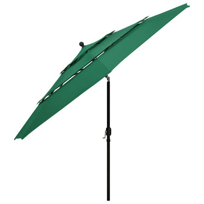 3-Tier Parasol with Aluminium Pole Green 3.5 m