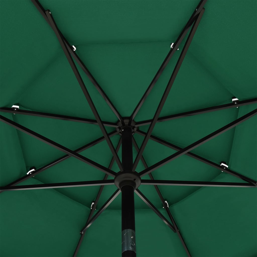 3-Tier Parasol with Aluminium Pole Green 3.5 m