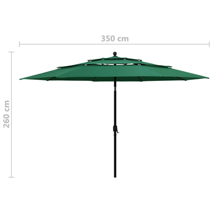 3-Tier Parasol with Aluminium Pole Green 3.5 m