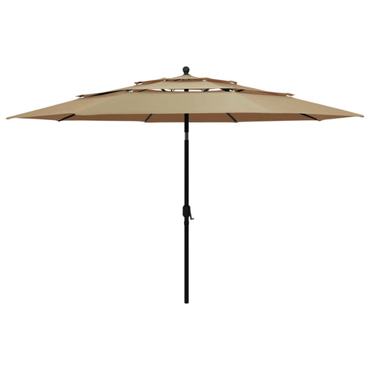 3-Tier Garden Parasol with Aluminium Pole Taupe 3.5 m