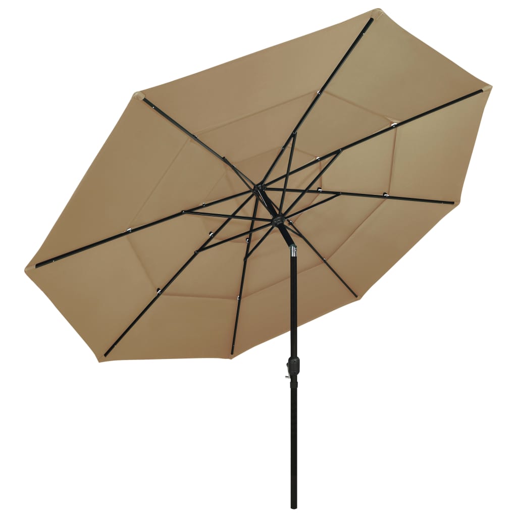 3-Tier Garden Parasol with Aluminium Pole Taupe 3.5 m