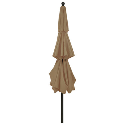 3-Tier Garden Parasol with Aluminium Pole Taupe 3.5 m