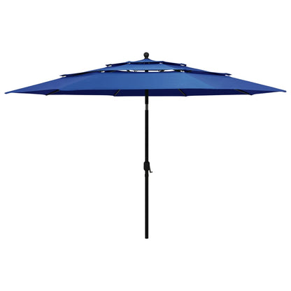 3-Tier Garden Parasol with Aluminium Pole Azure Blue 3.5 m