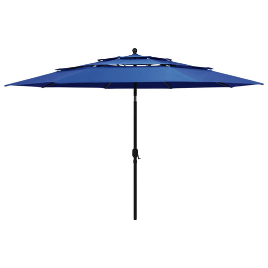 3-Tier Garden Parasol with Aluminium Pole Azure Blue 3.5 m