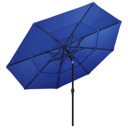 3-Tier Garden Parasol with Aluminium Pole Azure Blue 3.5 m