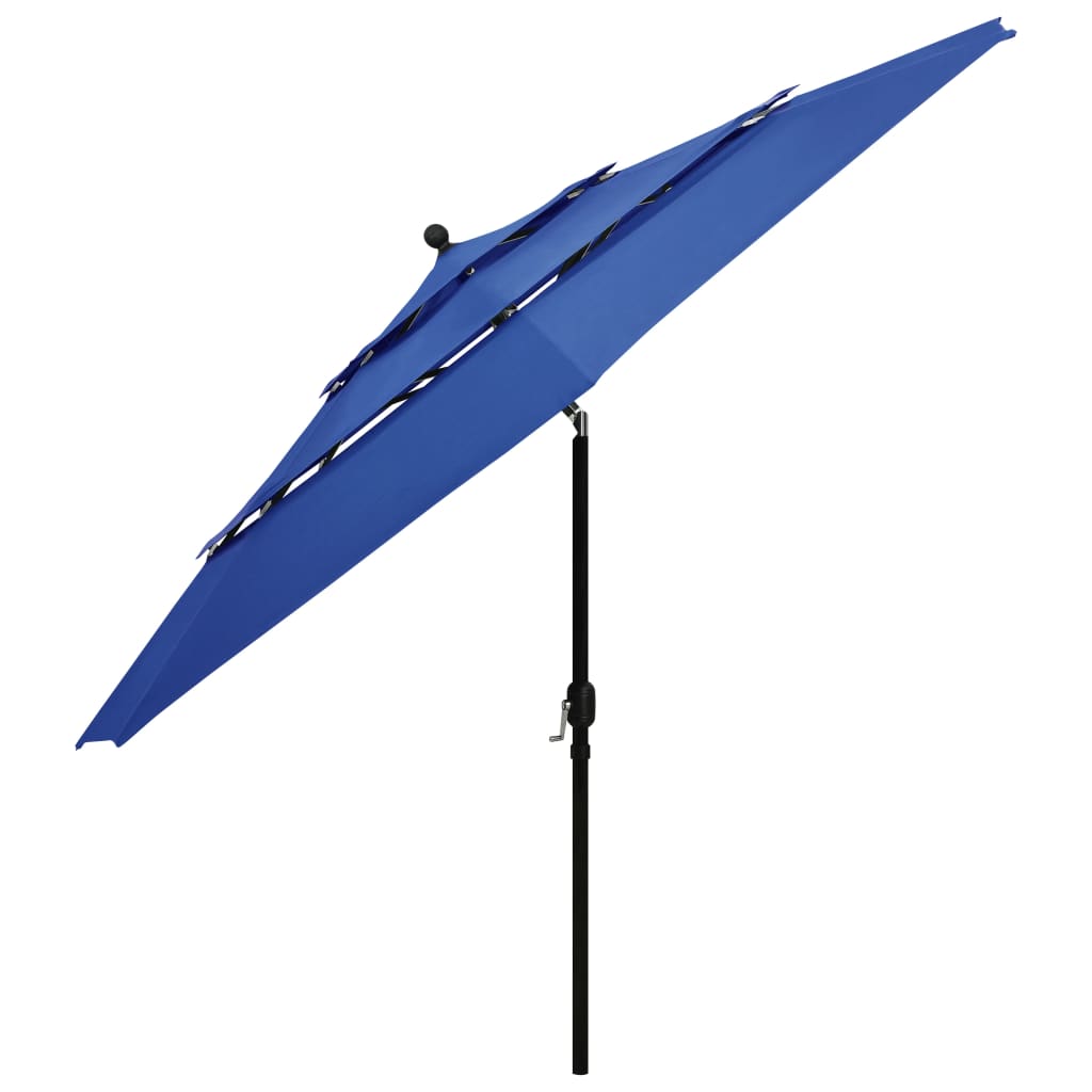 3-Tier Garden Parasol with Aluminium Pole Azure Blue 3.5 m