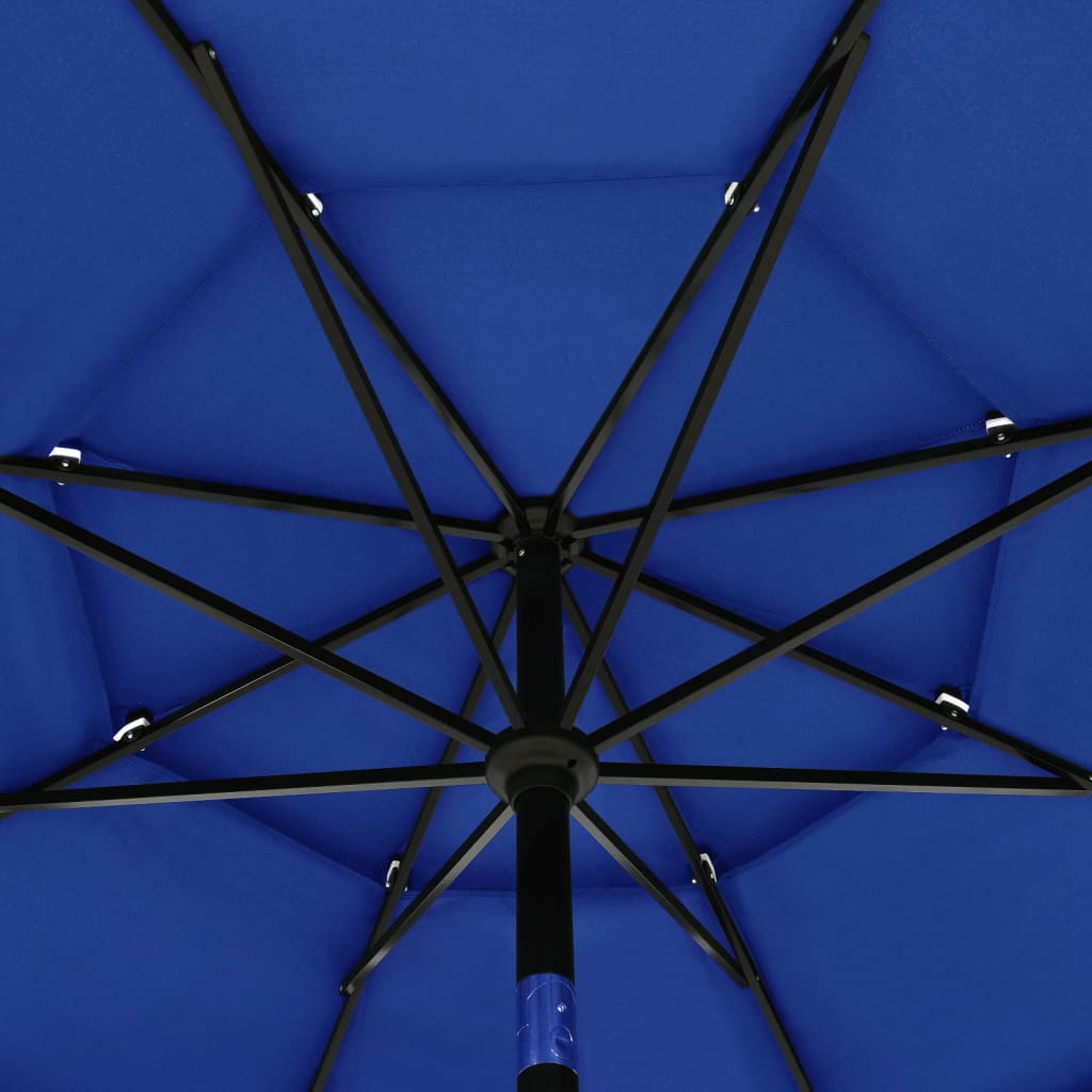 3-Tier Garden Parasol with Aluminium Pole Azure Blue 3.5 m