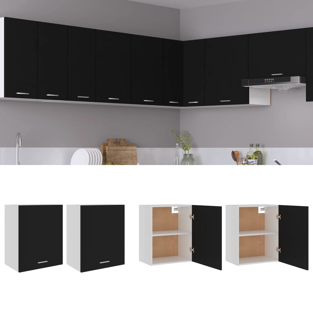 Hanging Cabinets 2 pcs Black 50x31x60 cm Engineered Wood