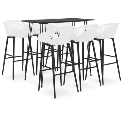 7 Piece Bar Set Black and White