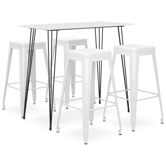 5 Piece Bar Set White