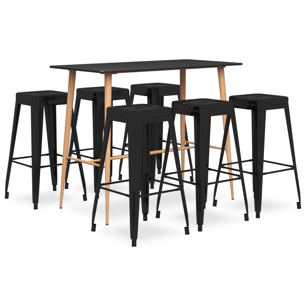 7 Piece Bar Set Black