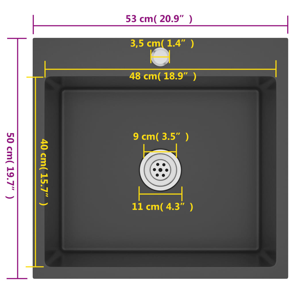 Handmade Kitchen Sink Black Stainless Steel