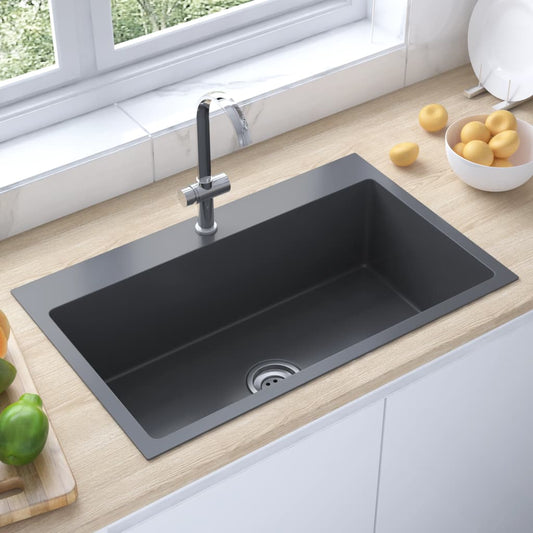 Handmade Kitchen Sink Black Stainless Steel