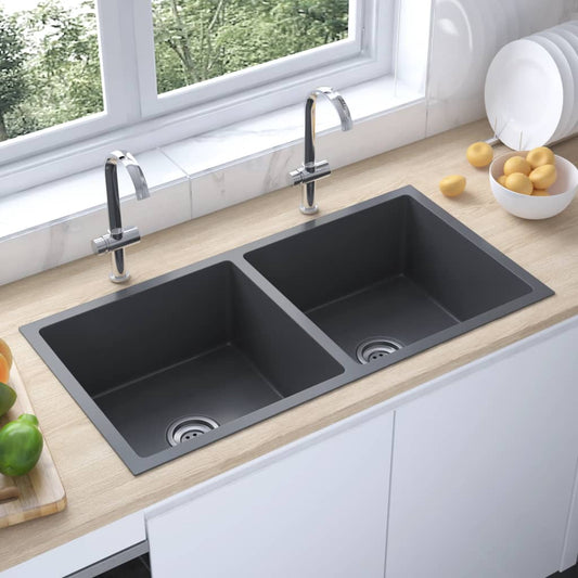 Handmade Kitchen Sink Black Stainless Steel