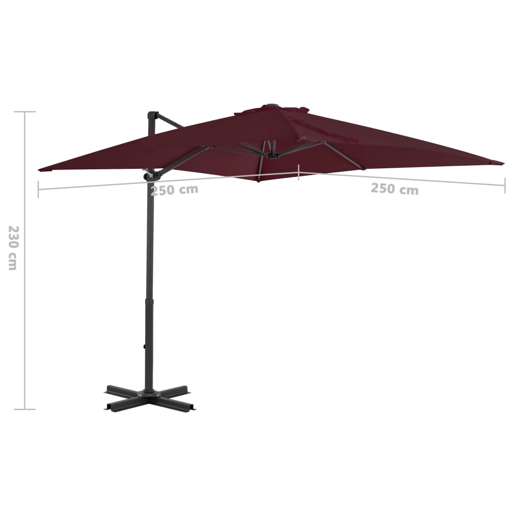 Cantilever Garden Parasol with Aluminium Pole Bordeaux Red 250x250 cm