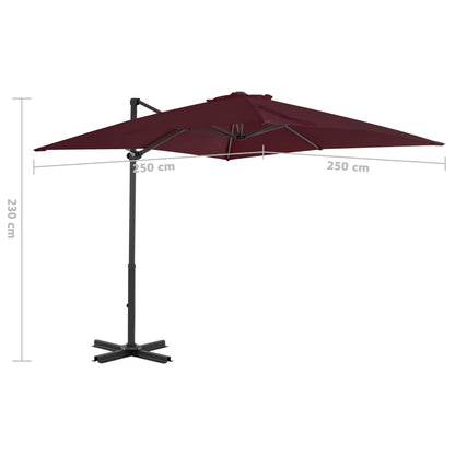 Cantilever Garden Parasol with Aluminium Pole Bordeaux Red 250x250 cm