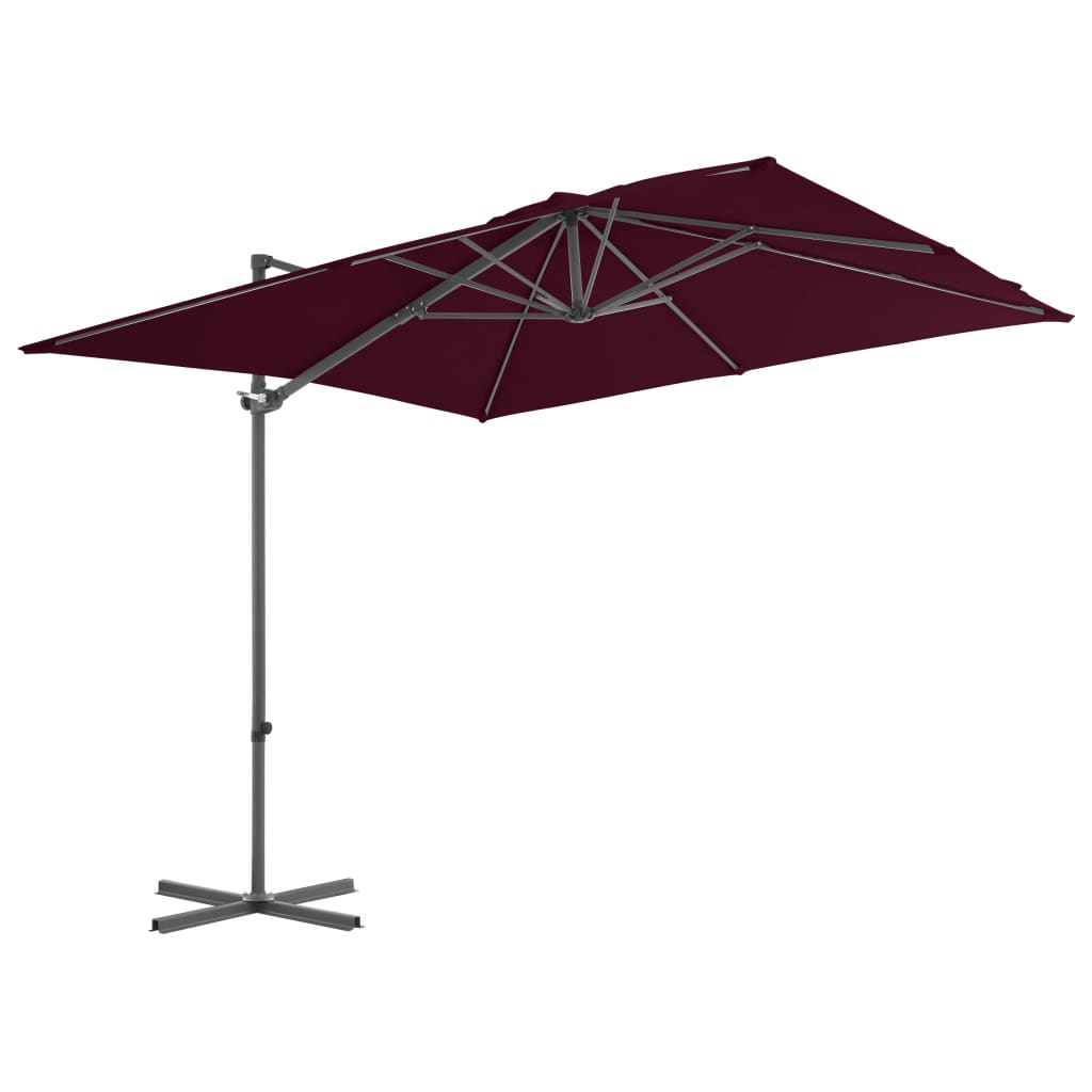 Cantilever Garden Parasol with Steel Pole Bordeaux Red 250x250 cm