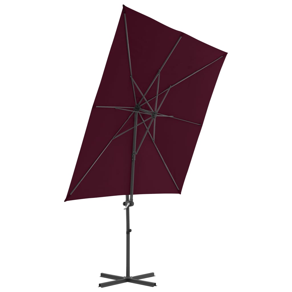 Cantilever Garden Parasol with Steel Pole Bordeaux Red 250x250 cm