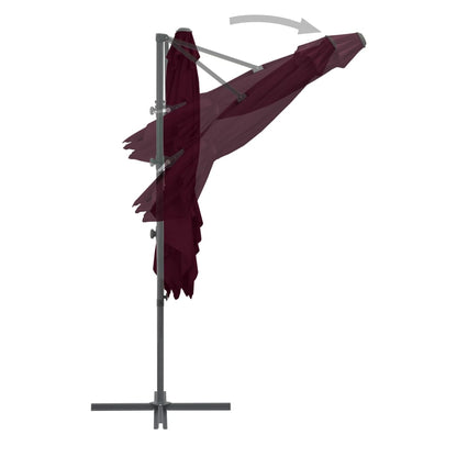 Cantilever Garden Parasol with Steel Pole Bordeaux Red 250x250 cm