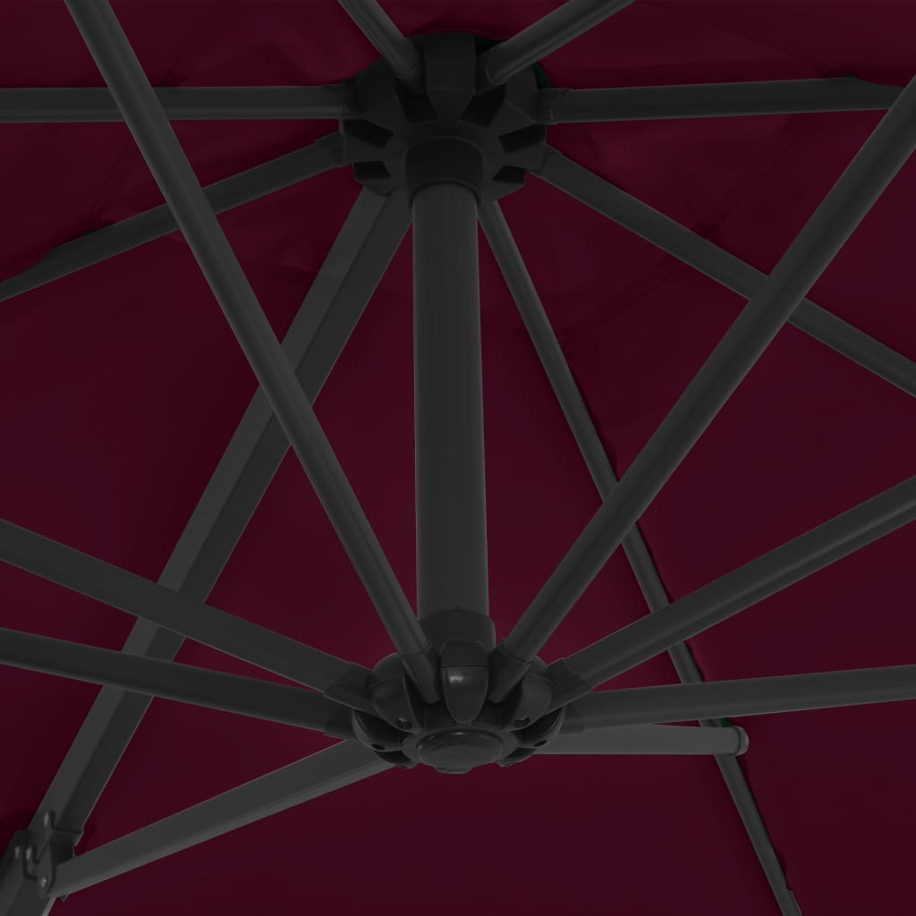 Cantilever Garden Parasol with Steel Pole Bordeaux Red 250x250 cm