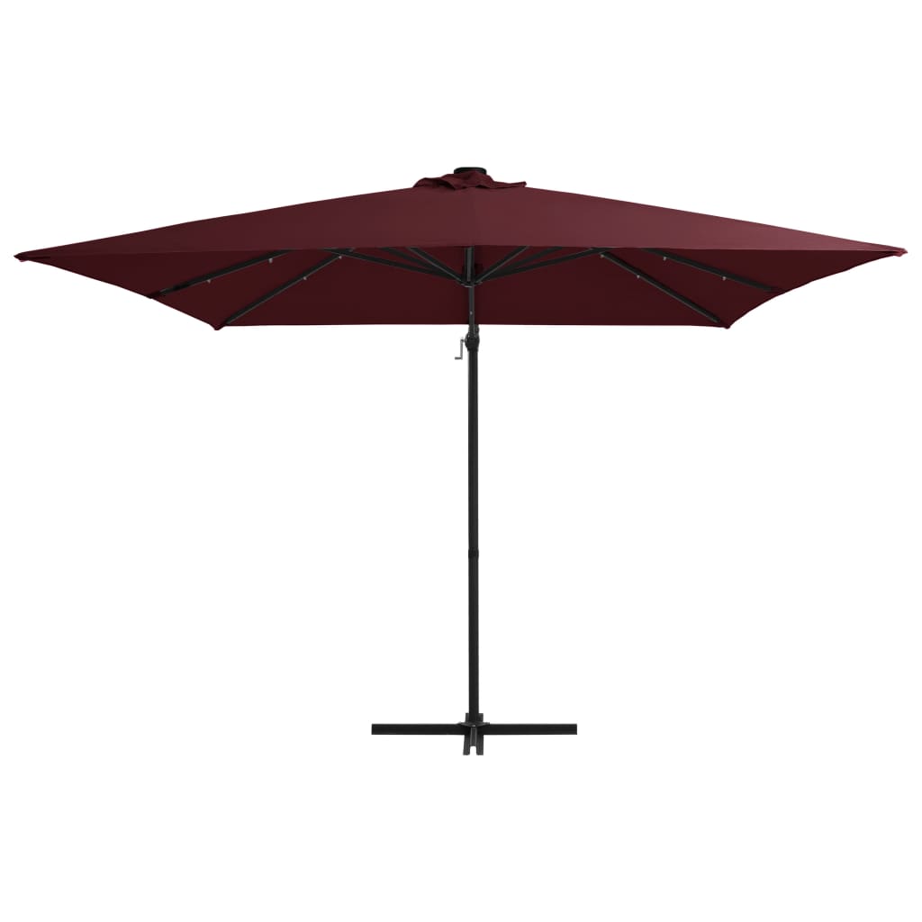 Cantilever Umbrella with LED lights Bordeaux Red 250x250 cm