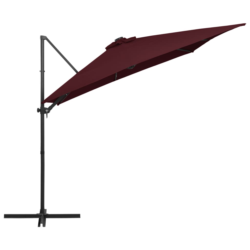 Cantilever Umbrella with LED lights Bordeaux Red 250x250 cm