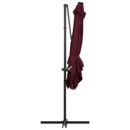 Cantilever Umbrella with LED lights Bordeaux Red 250x250 cm