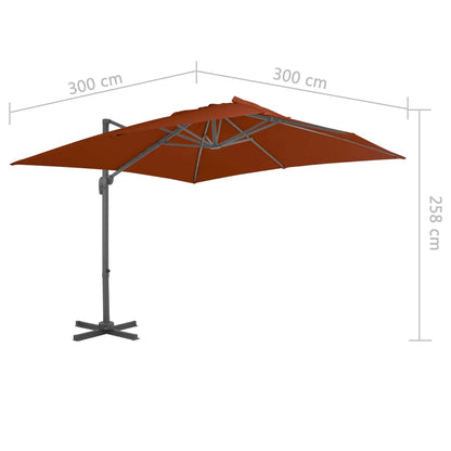 Cantilever Garden Parasol with Aluminium Pole Terracotta 300x300 cm