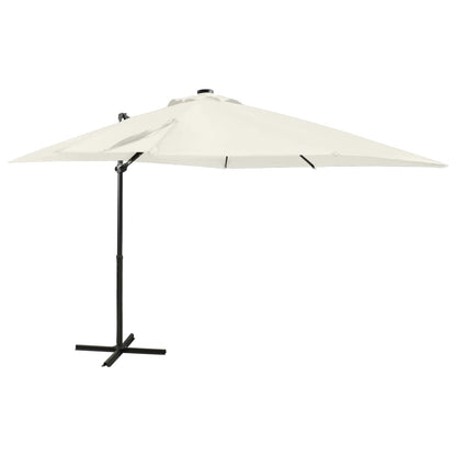 Cantilever Garden Parasol with Pole and LED Lights Sand 250 cm