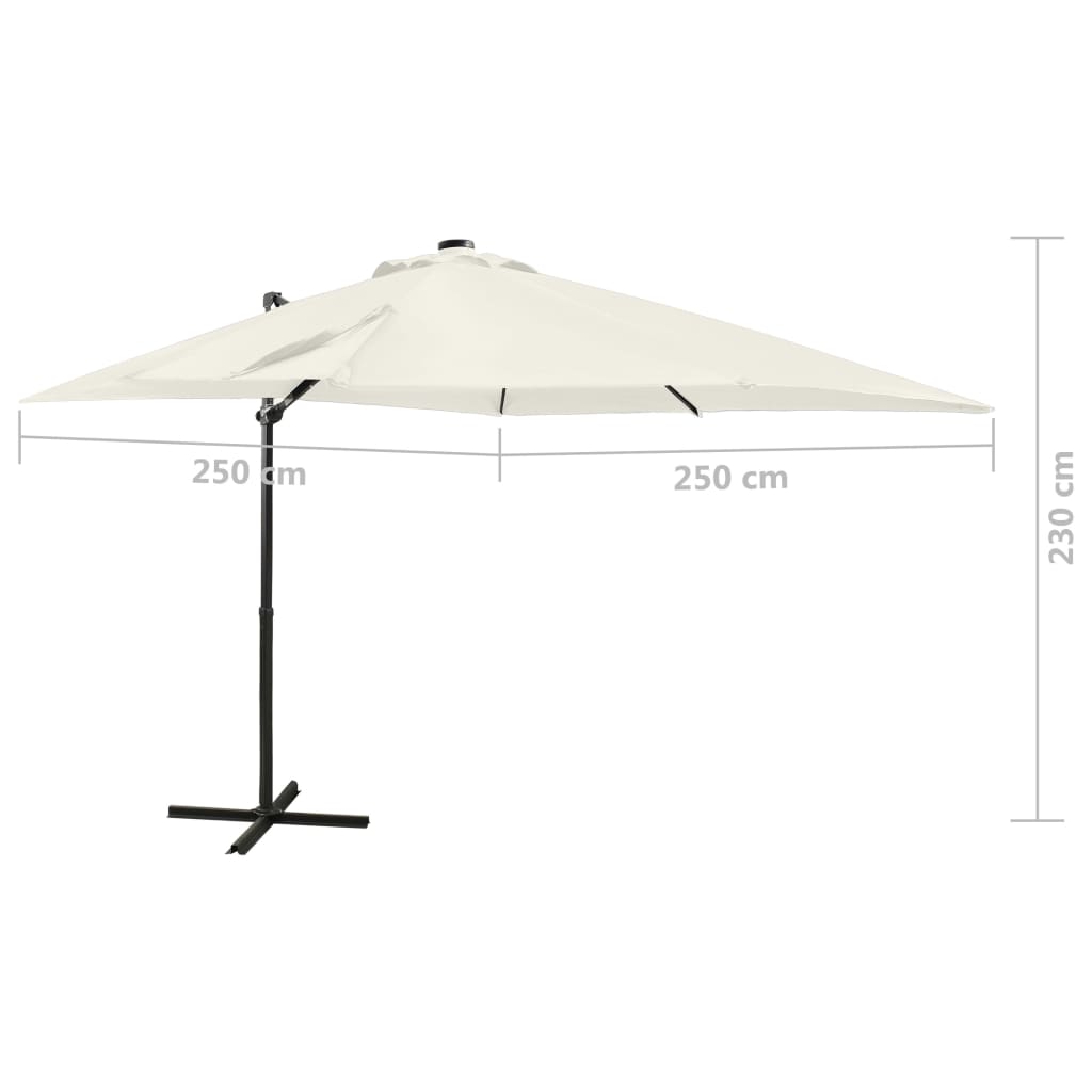 Cantilever Garden Parasol with Pole and LED Lights Sand 250 cm