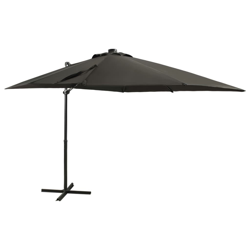 Cantilever Garden Parasol with Pole and LED Lights Anthracite 250 cm