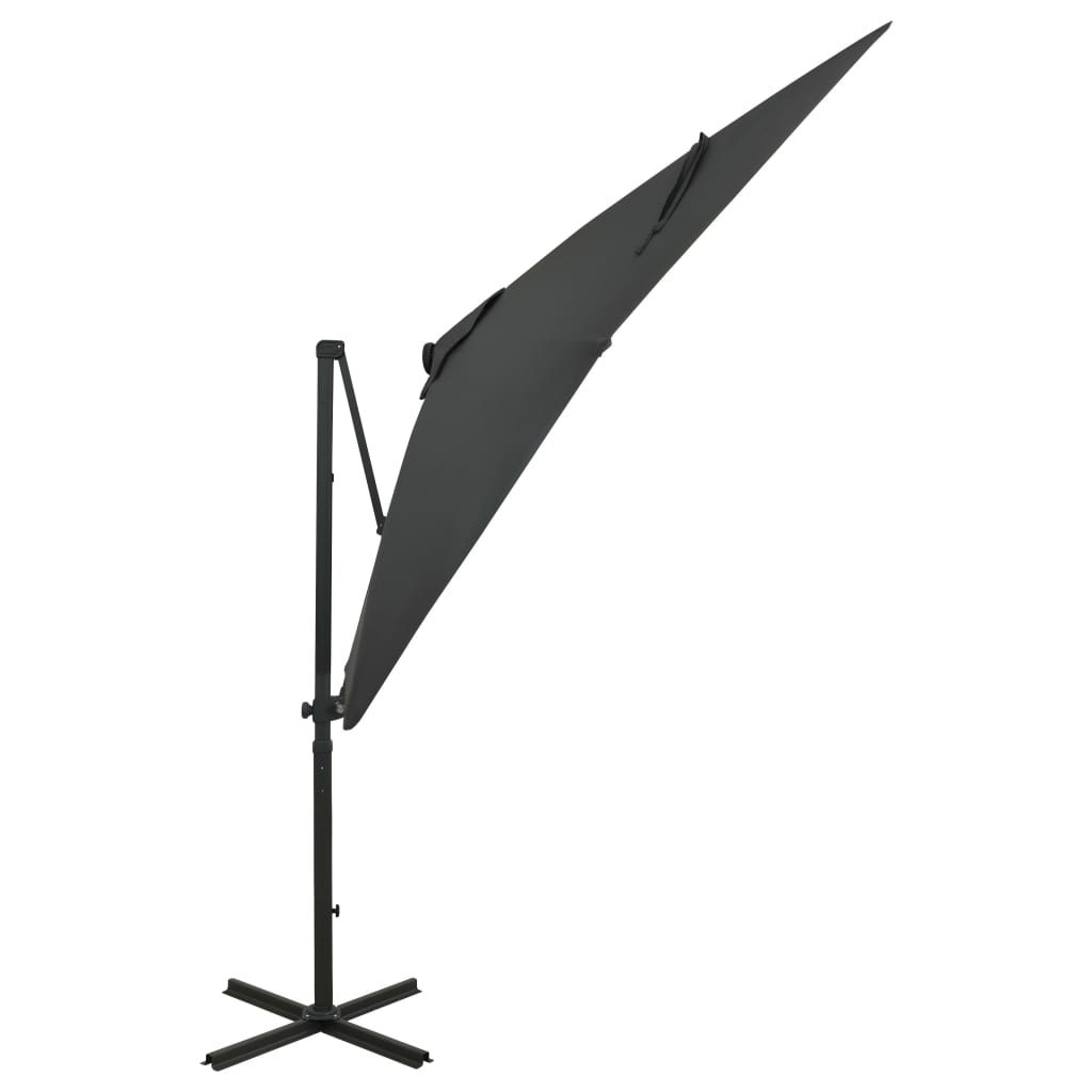 Cantilever Garden Parasol with Pole and LED Lights Anthracite 250 cm