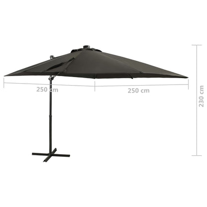 Cantilever Garden Parasol with Pole and LED Lights Anthracite 250 cm