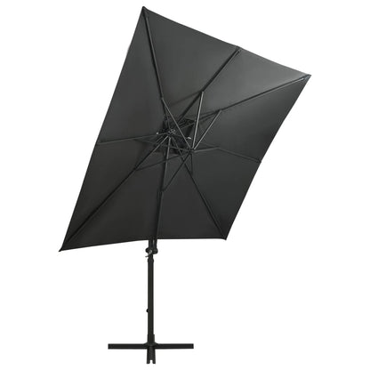 Cantilever Garden Parasol with Pole and LED Lights Anthracite 250 cm