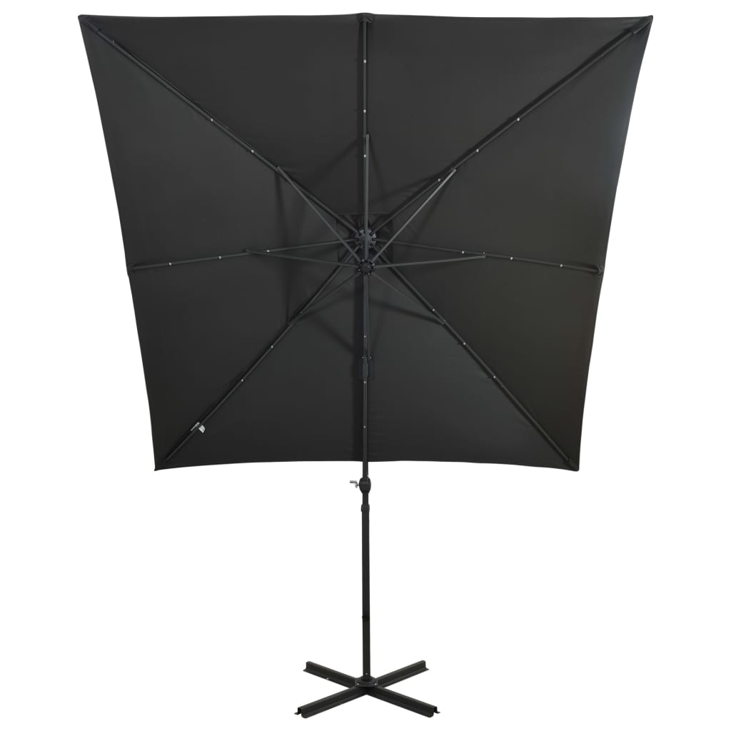 Cantilever Garden Parasol with Pole and LED Lights Anthracite 250 cm