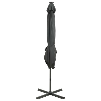 Cantilever Garden Parasol with Pole and LED Lights Anthracite 250 cm