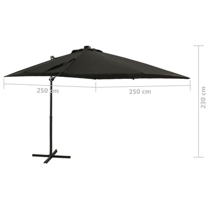 Cantilever Garden Parasol with Pole and LED Lights Black 250 cm