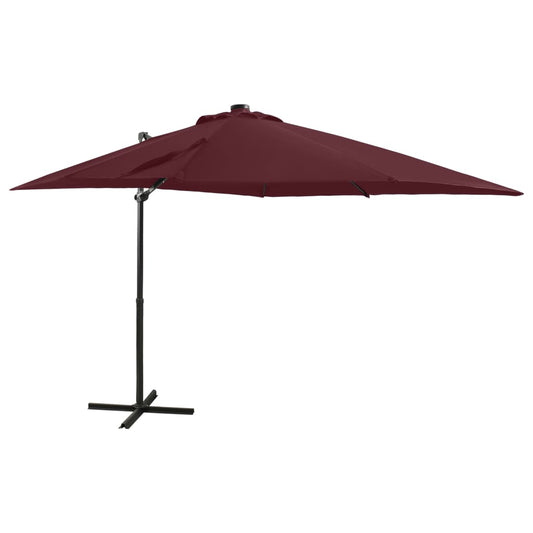 Cantilever Garden Parasol with Pole and LED Lights Bordeaux Red 250 cm