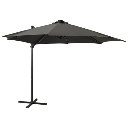 Cantilever Umbrella with Pole and LED Lights Anthracite 300 cm