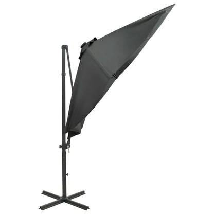 Cantilever Umbrella with Pole and LED Lights Anthracite 300 cm