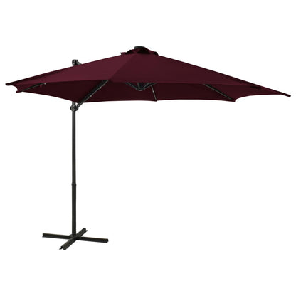 Cantilever Umbrella with Pole and LED Lights Bordeaux Red 300cm